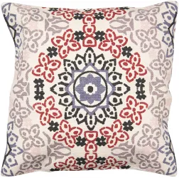 Set 2 fete perne bumbac rosu bej 50x50 cm 