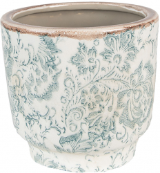 Set 2 ghivece flori ceramica verde alba 15x14 cm 