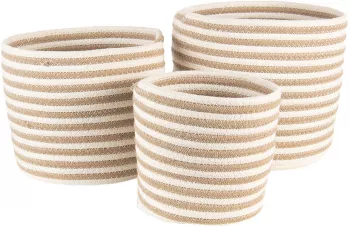 Set 3 cosuri depozitare iarba de mare bej maro 26x24 cm 23x21 cm 19x18 cm 