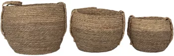 Set 3 cosuri depozitare iarba de mare maro 38x31 cm 33x27 cm 27x23 cm 