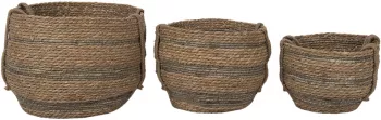 Set 3 cosuri depozitare iarba de mare maro 38x32 cm 33x26 cm 27x23 cm 