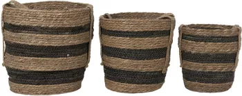 Set 3 cosuri depozitare iarba de mare maro neagra 33x33 cm 28x30 cm 24x26 cm 