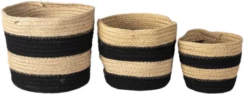Set 3 cosuri depozitare textil negru natur 22x19 cm 19x17 cm 16x13 cm 