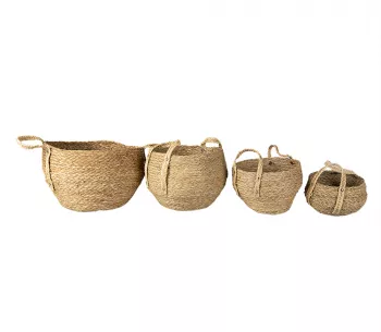 Set 4 cosuri depozitare paie maro 30x33 cm 28x30 cm 23x25 cm 19x20 cm 