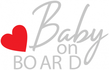 Sticker auto pentru luneta portbagaj geam Priti Global Baby on board Alb-Rosu 20 x 13 cm 