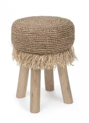 Taburet lemn natur fibre sisal Florinda 35x45 cm 