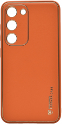 Husa eleganta din piele ecologica pentru Samsung Galaxy A13 5G cu accente aurii Portocaliu 