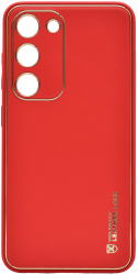 Husa eleganta din piele ecologica pentru Samsung Galaxy A14 5G cu accente aurii Rosu 