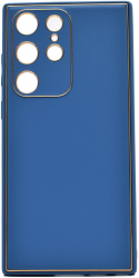Husa eleganta din piele ecologica pentru Samsung Galaxy S21 Ultra cu accente aurii Albastru 