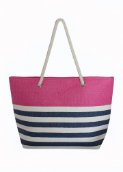 Geanta pentru plaja cu dungi pink 49 x 34 cm BB897A 