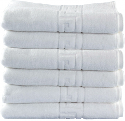 Set 6 prosoape hoteliere premium albe model grecesc 50x90cm