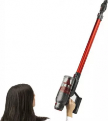 Aspirator vertical H.Koenig UPX22 FullPower 2 in 1 autonomie 40min 3 viteze capacitate 0.8L usor filtru inox rosu/negru 