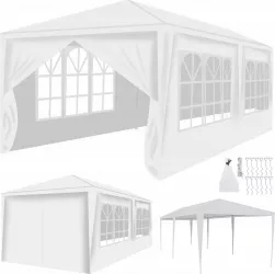 Cort pavilion pentru curte gradina sau evenimente cu 6 pereti laterali 4 ferestre dimensiuni 3x6m culoare Alb 
