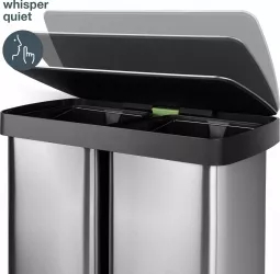 Cos de gunoi cu pedala Les Collectors N928 sistem sortare deseuri 2 compartimente capacitate 2 x 30 l inchidere silentioasa a capacului 