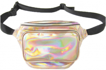 Borseta de lux Shiny cu 3 buzunare exterioare cu fermoar culoare aurie 