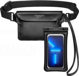Borseta si husa subacvatica Evia pentru telefon mobil si accesorii centura reglabila material impermeabil 22 x 15 cm negru 