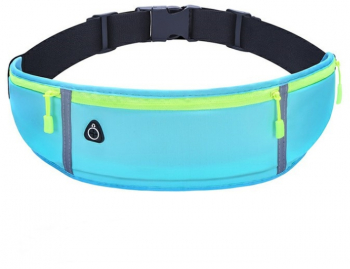 Borseta sport Bleu Verde pentru alergat cu centura elastica reglabila 3 compartimente pentru telefon mobil si accesorii material impermeabil 