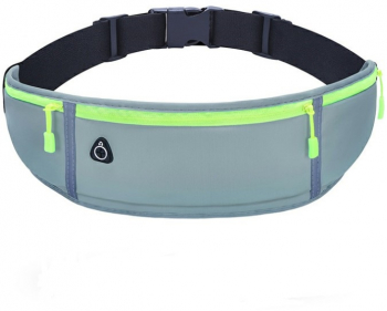 Borseta sport cu centura elastica reglabila 3 compartimente pentru telefon mobil si accesorii - Material impermeabil - Culoare Gri Verde 