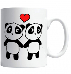 Cana alba personalizata & love panda& INOVATIX® . 330ml 