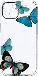 Husa Bestcase comp cu Apple iPhone 13 Mini Beautiful Blue Butterflies 2MM Soft Silicon prot cam T 991 