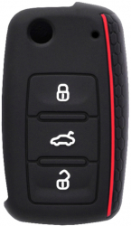 Husa cheie auto de lux pentru VW Beetle Eos/Skoda Superb/Seat Ibiza fabricata din silicon premium in culoare neagra 