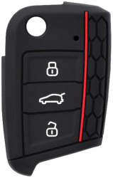 Husa cheie auto pentru VW Jetta Tiguan / Skoda Superb / Seat Toledo Silicon Premium Negr 