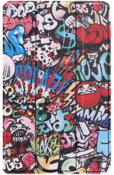 Husa Felmans din piele ecologica tip carte pentru tableta Huawei MatePad T 10 9.7 2020 cu model graffiti in culori multiple