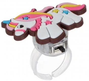 Inel cu luminite pentru copii Unicorn Girl dimensiune reglabila Multicolor - Inelul fermecat al fetelor reglabil si plin de culor 