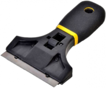 Racleta pentru indepartarea vopselei etichetelor colantelor si tapetului 10x14 cm in culoarea Negru-Galben