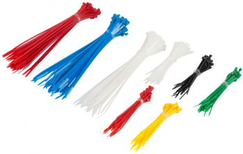 Set 300 coliere din plastic pentru organizarea cablurilor dimensiuni 2.5mm X 100mm si 3.5mm X 200mm intr-o gama variata de culori 
