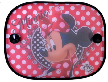 Set de 2 parasolare auto cu imprimeu Minnie fixare ventuze 44x36 cm Multicolor - Protejeaza-ti masina in stilul clasic al lui Minnie 