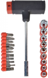 Set Surubelnita Tip T Magnetica cu 20 Accesorii Disponibil in Rosu si Negru 