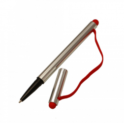 Stylus multifunctional Felmans 2 in 1 cu capac si elastic pentru utilizarea pe tablete laptopuri sau smartphone Silver-Red 