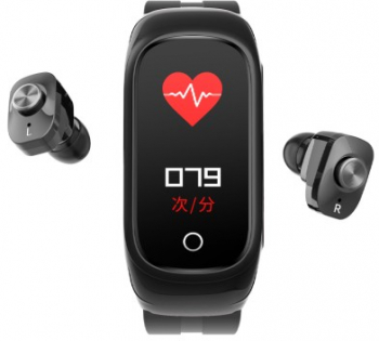 Ceas Smartwatch 2 in1 Techstar® N8 cu Casti Wireless Ecran tactil de 0 96 inch Bluetooth MP3 Waterproof 