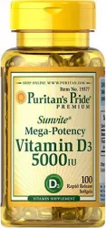 Puritans Pride Vitamina D3 125 mcg 5000 IU 100 gelule