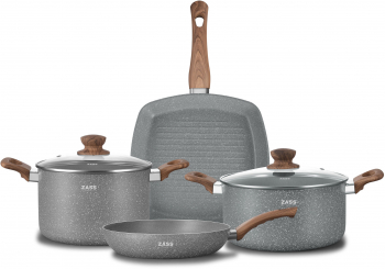 Set vase marmorate Zass Gourmet ZG-ACS 05 antiaderente,din aluminiu turnat sub presiune 