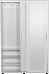 Pantofar Adore Porto cu cuier 2 usi cu oglinda 12 rafturi capacitate 32 perechi incaltaminte Alb 120x187x38 cm 
