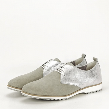 Pantofi oxford din piele naturala gri/argintiu Selena 01 