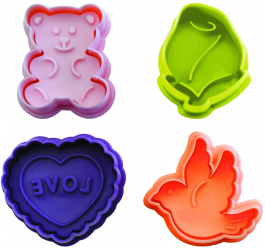 Set 4 forme fursecuri Sf. Valentin Ibili-Accesorios plastic 5 cm multicolor 