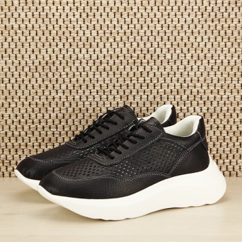 Sneakers piele naturala Aniela negru M5 