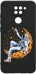 Husa BestCase Compatibila Cu Xiaomi Redmi Note 9 Astronaut On Moon 0.8MM Slim cam prot Negru c-B 1001 