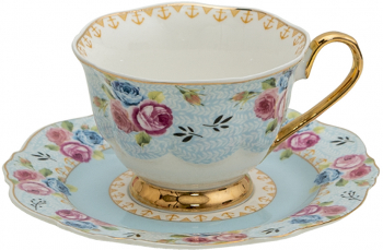 Set 2 cesti portelan Flowers 12x9x7 cm 15x2 cm 160 ml 