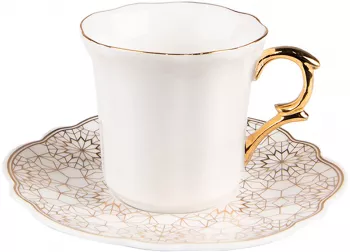 Set 6 cesti portelan auriu alb 8x6x6 12x1 cm 95 ml 