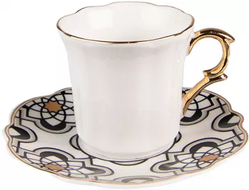 Set 6 cesti portelan multicolor Gold 8x6x6 12x1 cm 95 ml 