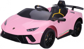 Masinuta electrica Chipolino Lamborghini Huracan pink cu scaun din piele si roti EVA 
