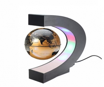Glob pamantesc magnetic plutitor cu iluminare LED. C-Shape gold 