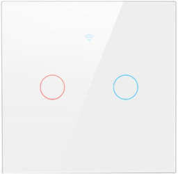 Intrerupator inteligent cu touch Tuya Life Smart Aubess Wi-Fi fara nul 2 canale 16A Sticla securizata compatibil Amazon Alexa/Google 