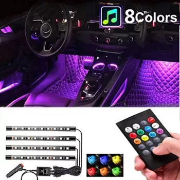 Kit lumini ambientale interior auto RGB LED 12V/6A cu telecomanda 
