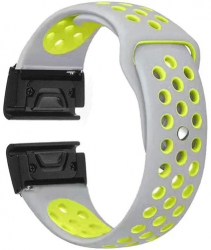 Curea ceas Smartwatch Garmin Fenix 7 / 6 / 5 Plus / 5 22 mm iUni Silicon Sport Gri-Galben 