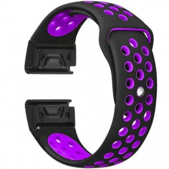 Curea ceas Smartwatch Garmin Fenix 7 / 6 / 5 Plus / 5 22 mm iUni Silicon Sport Negru-Mov 